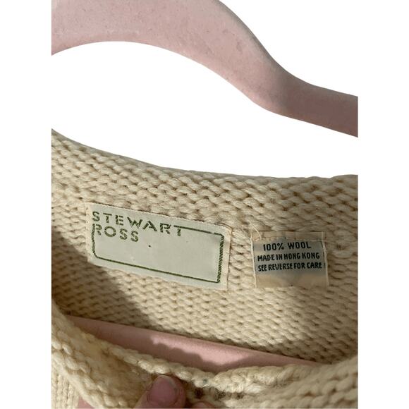 1988 Vintage Stewart Ross Cream Wool Long Sleeve Women's Sweater Coastal Grandma - Picture 2 of 4